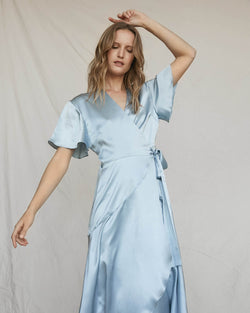 Wrap Dress | Silk Satin Wrap - Blue | NATALIJA – NATALIJA | Wardrobe  Essentials | Made-To-Order